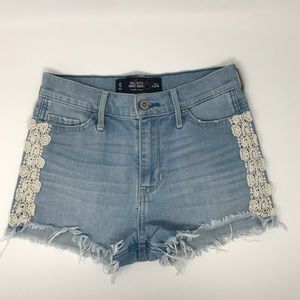 Hollister jean shorts with lace on sides